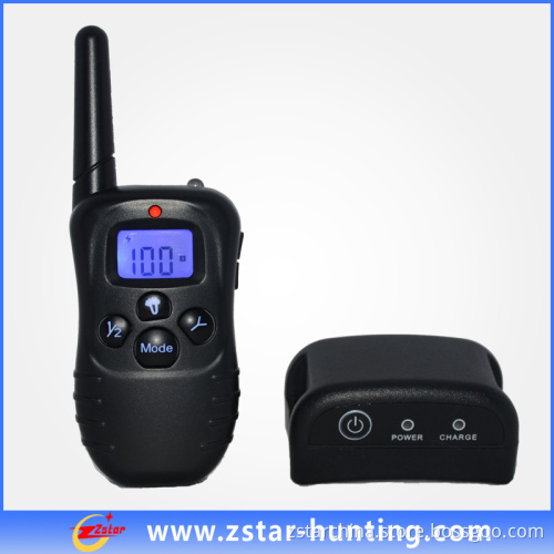 2015 Wholesale Shock Remote Dog Collar and Leash with Blue LCD on and 100 Levels Shock (ZST0001)